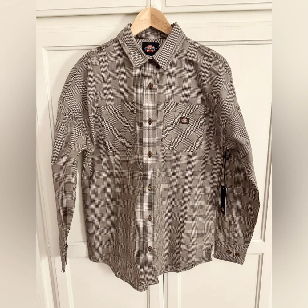 Dickies Bakerhill Shirt in Brown/White Plaid NWT Sz Small - Picture 11 of 12